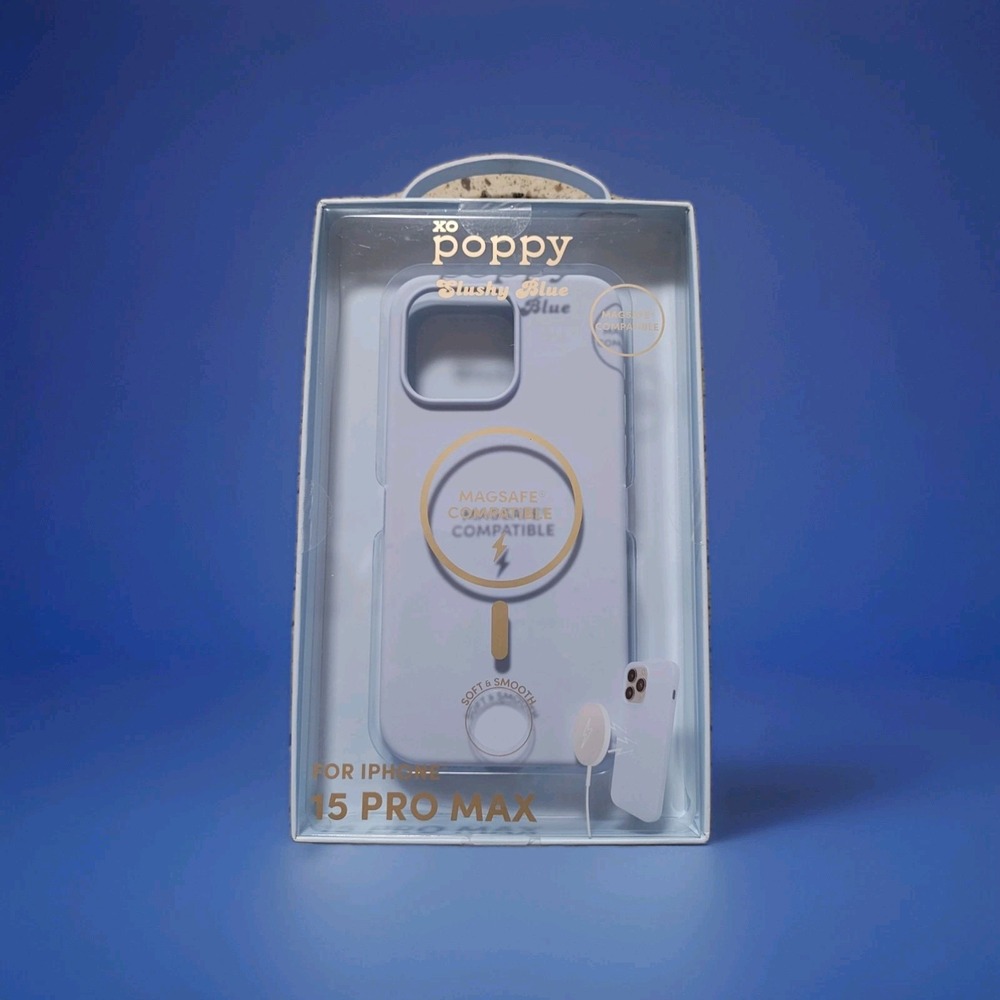 XO Poppy iPhone 15 Pro Max Magsafe Compatible Protective Case Slushy Blue NIB